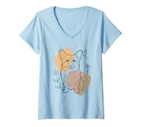 Donna Line Art Pembroke Welsh Corgi Minimalist Corgis Maglietta con Collo a V