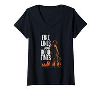 Donna Linee antincendio antincendio e Good Times Wildland Firefighter Maglietta con Collo a V