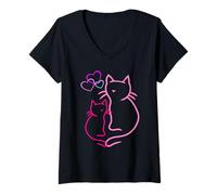 Donna Linee gatti bambini bambini ragazze ragazzi cuore cuore bambino Maglietta con Collo a V