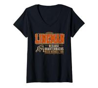 Donna Lineman Because Quarterbacks Need Heroes Too Football Maglietta con Collo a V