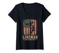 Donna Lineman University, Stati Uniti Lineworker Vintage Maglietta con Collo a V