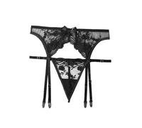 Donna Lingerie Natale Sedex Sexy Lingerie Hard Reggicalze A Vita Alta per Mutandine Sexy da Donna E Reggicalze in Pizzo con Clip in Metallo A 4 Cinghie Completo Sexi Natale Maschera Pizzo Black M
