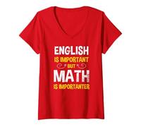 Donna L'inglese è importante, ma la matematica è importante divertente Pi Day Maglietta con Collo a V