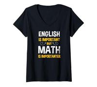 Donna L'inglese è importante, ma la matematica è importante divertente Pi Day Maglietta con Collo a V