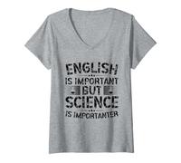 Donna L'inglese è Importante, ma la Scienza è Importante e Divertente Maglietta con Collo a V