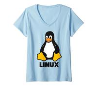 Donna Linux Nerd Souvenir per l'informatica Maglietta con Collo a V