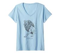 Donna Lion Rule the Wild Regal King Ferce Predator Vibe da giungla Maglietta con Collo a V