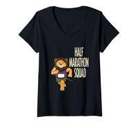 Donna Lion Running Squadra di mezza maratona Maglietta con Collo a V