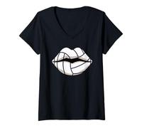 Donna Lips Kiss Volleyball Ball Player Aesthetic Maglietta con Collo a V