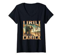 Donna Lirili Larila Divertente Italiano Brainrot Meme Grafica Maglietta con Collo a V