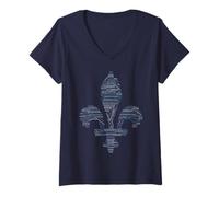 Donna Lista delle città del Quebec Canada Francese Canadese Fleur Lis Lys Maglietta con Collo a V