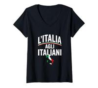Donna L'Italia agli Italiani Maglietta con Collo a V