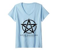 Donna Litha Blessings Summer Solstice Wicca Pagan Summer Maglietta con Collo a V