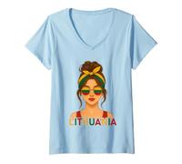 Donna Lithuanian Girl Lithuania Flag Lithuanian Girlfriend Wife Maglietta con Collo a V
