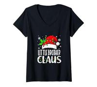 Donna Little Brother Claus Luci festive Maglietta con Collo a V