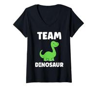 Donna Little Dino Cute Funny Child Simple Team Dinosaur Maglietta con Collo a V