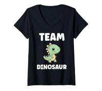Donna Little Dino Cute Funny Child Simple Team Dinosaur Maglietta con Collo a V