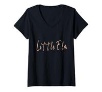 Donna Little Elm Texas Vintage design elegante Maglietta con Collo a V