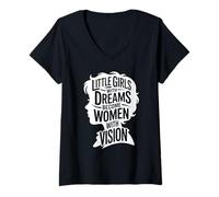 Donna Little Girls Dreams Women Vision Empowerment Maglietta con Collo a V