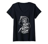 Donna Little Girls With Dreams Diventano Donne Con Visione Maglietta con Collo a V