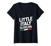 Donna Little Italy Cleveland Ohio - Bandiera Italiana per immigrati Maglietta con Collo a V