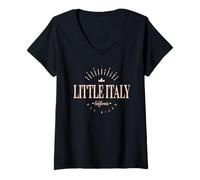 Donna Little Italy San Diego California | Little Italy SD Modern Maglietta con Collo a V