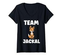 Donna Little Jackals Animals Funny Quote Simple Team Jackal Maglietta con Collo a V