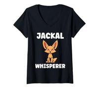 Donna Little Jackals Animals Funny Quote Simple Whisperer Jackal Maglietta con Collo a V