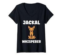 Donna Little Jackals Animals Funny Quote Simple Whisperer Jackal Maglietta con Collo a V