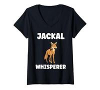 Donna Little Jackals Animals Funny Quote Simple Whisperer Jackal Maglietta con Collo a V