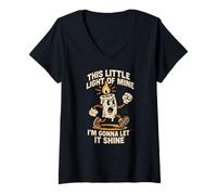 Donna Little Light Let It Shine Fun Donna Christian Faith Maglietta con Collo a V