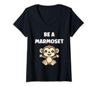 Donna Little Marmosets Monkey Animals Funny be a Marmoset Maglietta con Collo a V