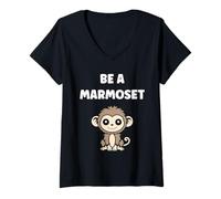 Donna Little Marmosets Monkey Animals Funny be a Marmoset Maglietta con Collo a V