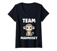 Donna Little Marmosets Monkey Animals Funny Team Marmoset Maglietta con Collo a V