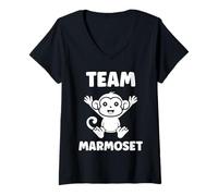 Donna Little Marmosets Monkey Animals Funny Team Marmoset Maglietta con Collo a V
