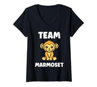 Donna Little Marmosets Monkey Animals Funny Team Marmoset Maglietta con Collo a V
