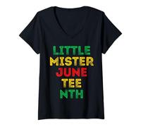 Donna Little Mister Juneteenth Kids - Bambino, Colore: Nero Maglietta con Collo a V