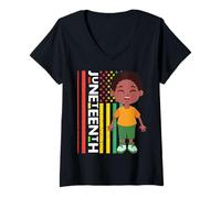 Donna Little Mister Juneteenth Prince Black Boy Melanin Son Bruh Maglietta con Collo a V