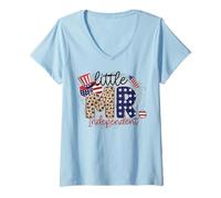 Donna Little Mr. Independence US Flag Day luglio 4 Patriotic Men Boy Maglietta con Collo a V