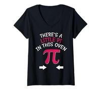 Donna Little Pi in This Oven Gravidanza Matematica Umorismo Divertente Pi Day Maglietta con Collo a V