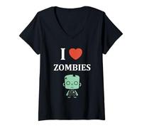 Donna Little Zombie Funny Halloween Dead i Love Zombies Maglietta con Collo a V