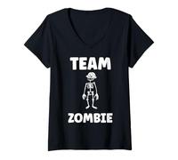 Donna Little Zombies Funny Halloween Dead Team Zombie Maglietta con Collo a V