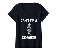 Donna Little Zombies Halloween Dead Can't I'm a Zombie Maglietta con Collo a V