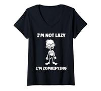 Donna Little Zombies Halloween Dead Not Lazy I'm a Zombie Maglietta con Collo a V