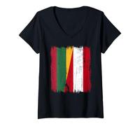 Donna Lituania Austria Mezza Bandiera Lituana Patrimonio Austriaco Maglietta con Collo a V
