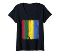 Donna Lituania Ucraina Mezza Bandiera Patrimonio ucraino lituano Maglietta con Collo a V