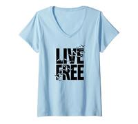 Donna Live Free Vivere Libero Maglietta con Collo a V