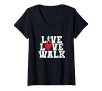 Donna Live Love Walk Bastoncini da Nordic Walking Maglietta con Collo a V