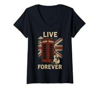 Donna Live Retro Forever Britpop Vintage Nostalgia del rock britannico Maglietta con Collo a V