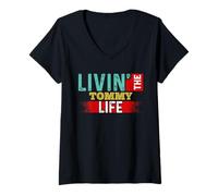 Donna Livin' The Tommy Life - Maglietta con Nome Tommy Maglietta con Collo a V